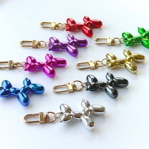 Metallic Balloon Dog Keychain